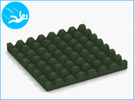 RubbertegelXL - Rubberen Speelplaatstegel 50x50x5,5 cm Groen met pen/gatverbinding - Onderzijde