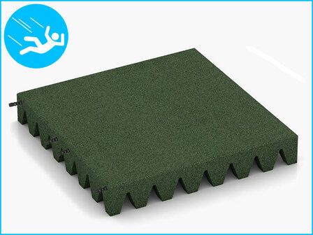 RubbertegelXL - Rubberen Speelplaatstegel 50x50x6,5 cm Groen met pen/gatverbinding - Bovenzijde