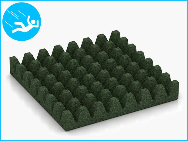 RubbertegelXL - Rubberen Speelplaatstegel 50x50x6,5 cm Groen - Onderzijde